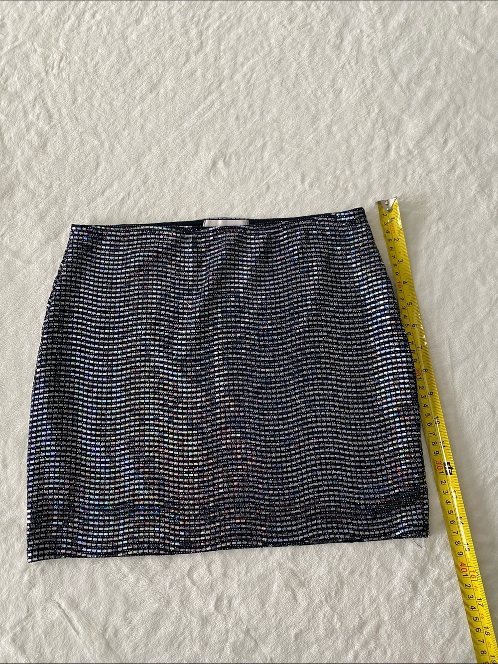 Holographic Grid Mini Skirt - Black